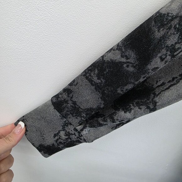 Colleen Lopez Women Open Front Tie Dye Long Sleeve Cardigan Sweater Black Gray M - Picture 11 of 15